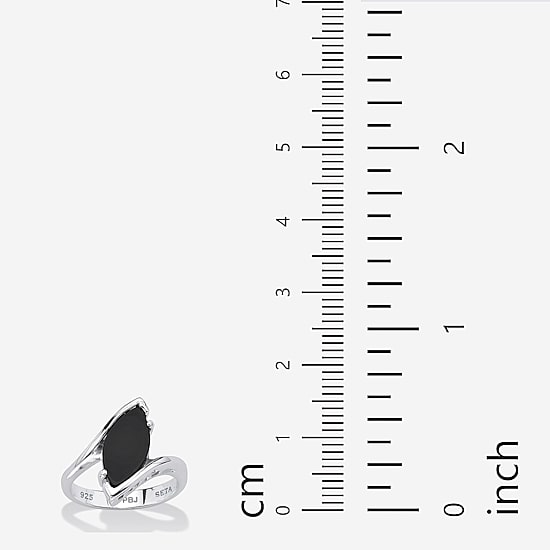 Womens Genuine Black Onyx Sterling Silver Marquise Cocktail Ring