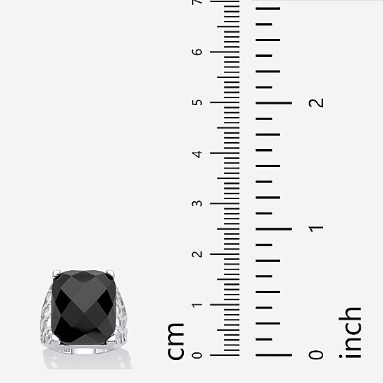 Womens Genuine Black Onyx Sterling Silver Rectangular Cocktail Ring