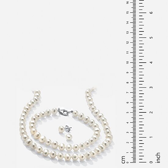 Womens White Cultured Freshwater Pearl Sterling Silver 3-pc. Jewelry Set