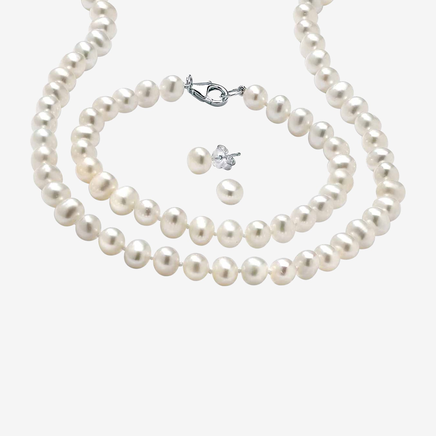 Womens White Cultured Freshwater Pearl Sterling Silver 3-pc. Jewelry Set