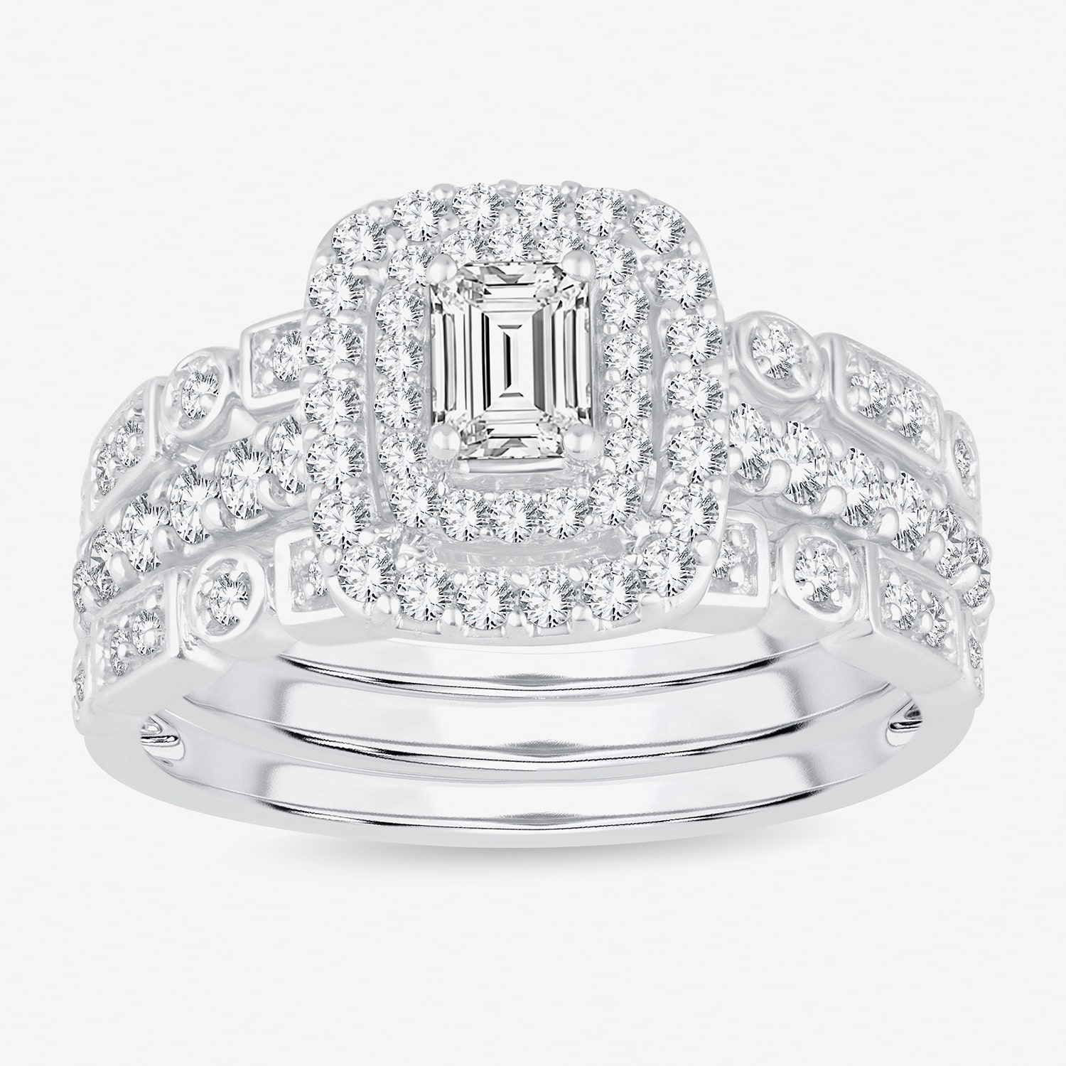 Womens 1 CT. T.W. Natural White Diamond 14K Gold Bridal Set