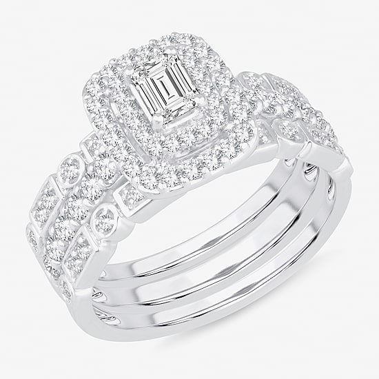 Womens 1 CT. T.W. Natural White Diamond 14K Gold Bridal Set