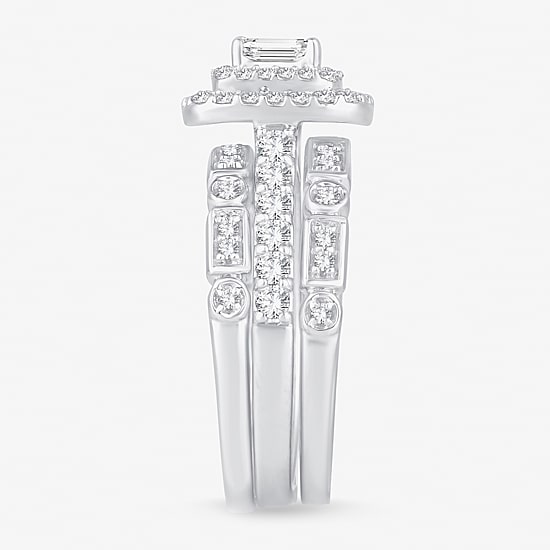 Womens 1 CT. T.W. Natural White Diamond 14K Gold Bridal Set