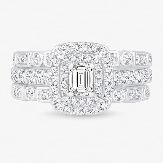 Womens 1 CT. T.W. Natural White Diamond 14K Gold Bridal Set