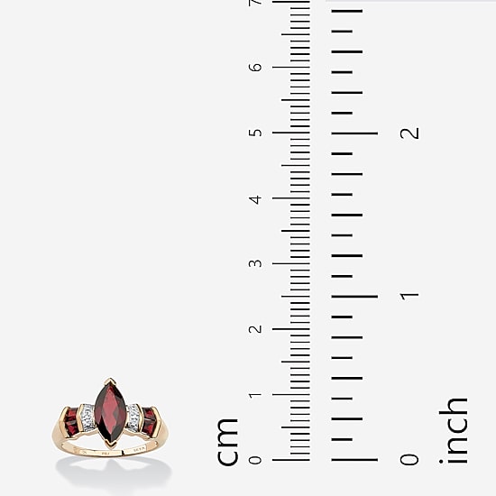 Womens Diamond Accent Genuine Red Garnet 10K Gold Marquise Cocktail Ring