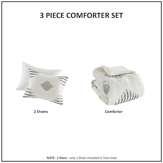 INK+IVY Tahli Cotton Blend 3-pc. Midweight Comforter Set