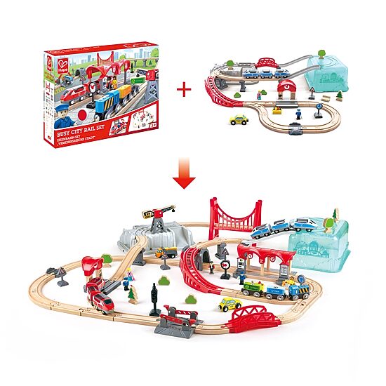 Hape Wooden Train Bucket Set: City Train Interactive Toy