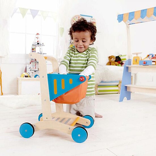 Hape Shopping Cart Orange & Blue Interactive Toy