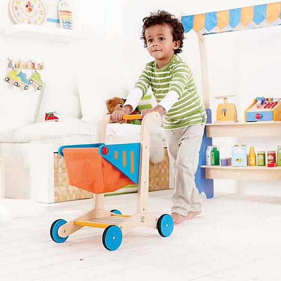 Hape Shopping Cart Orange & Blue Interactive Toy