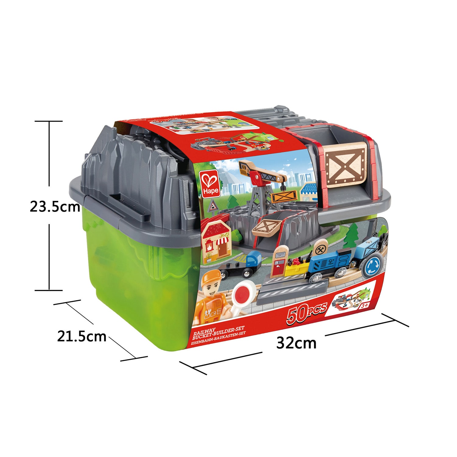 Hape Bucket Builder Set: Railway Building Set 50-pc.