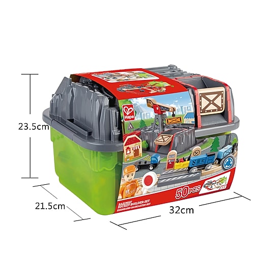 Hape Bucket Builder Set: Railway Building Set 50-pc.