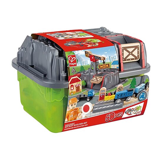 Hape Bucket Builder Set: Railway Building Set 50-pc.