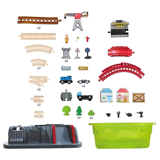 Hape Bucket Builder Set: Railway Building Set 50-pc.