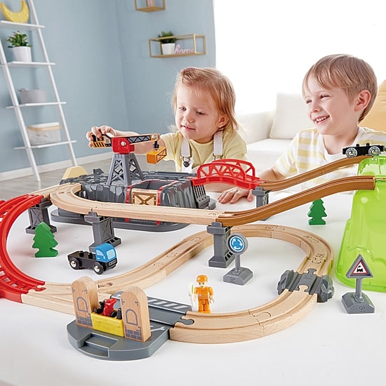 Hape Bucket Builder Set: Railway Building Set 50-pc.
