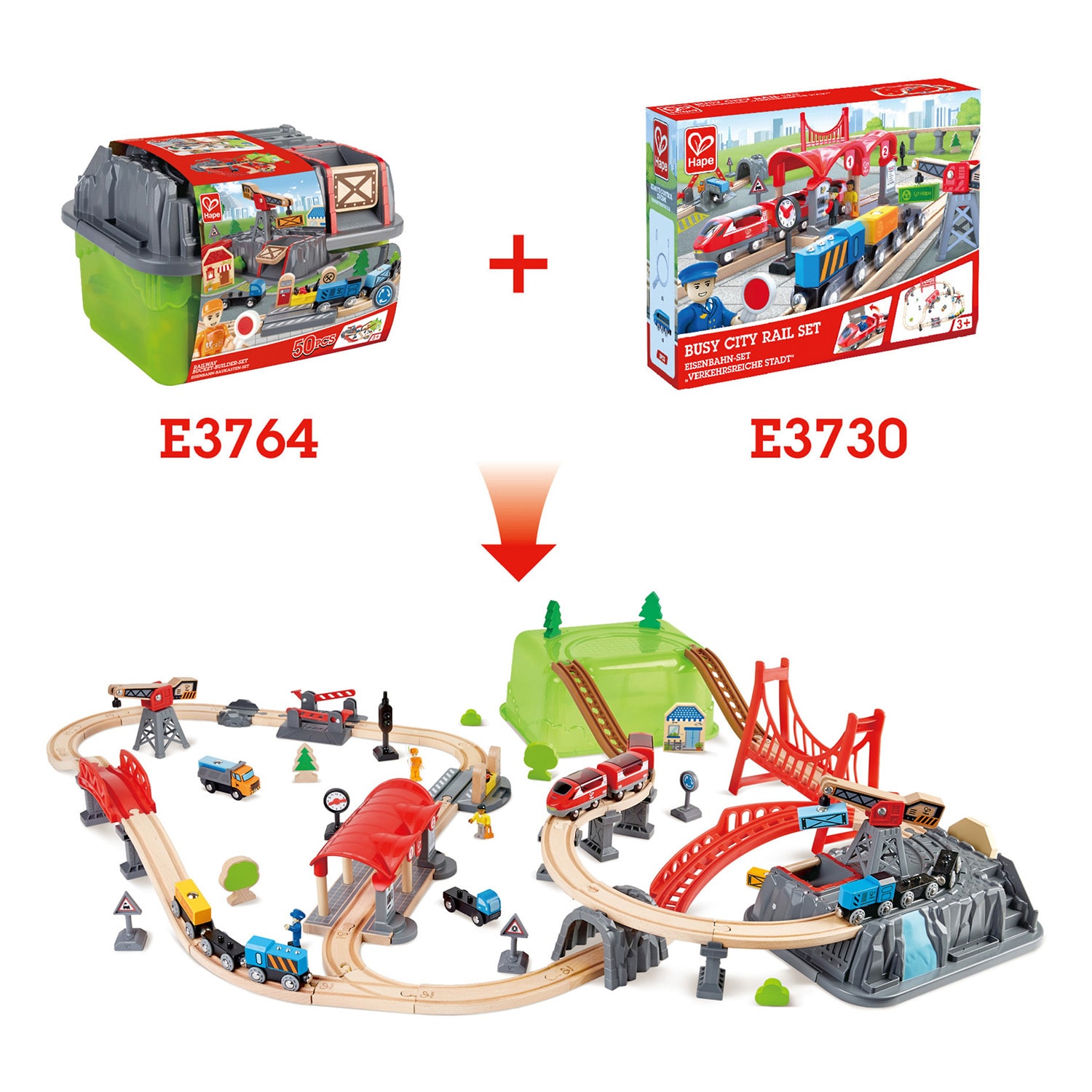 Hape Bucket Builder Set: Railway Building Set 50-pc.