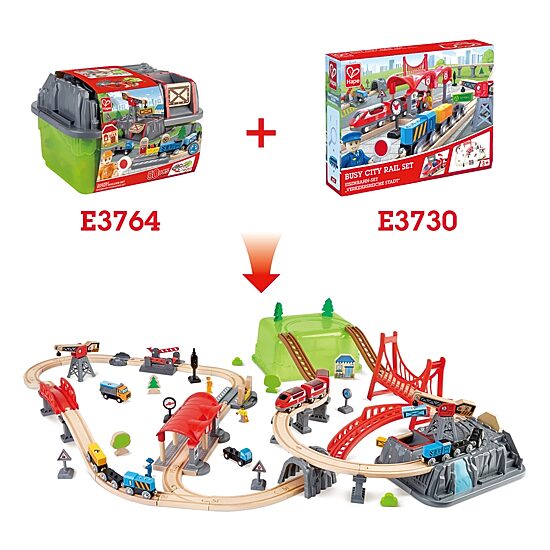 Hape Bucket Builder Set: Railway Building Set 50-pc.