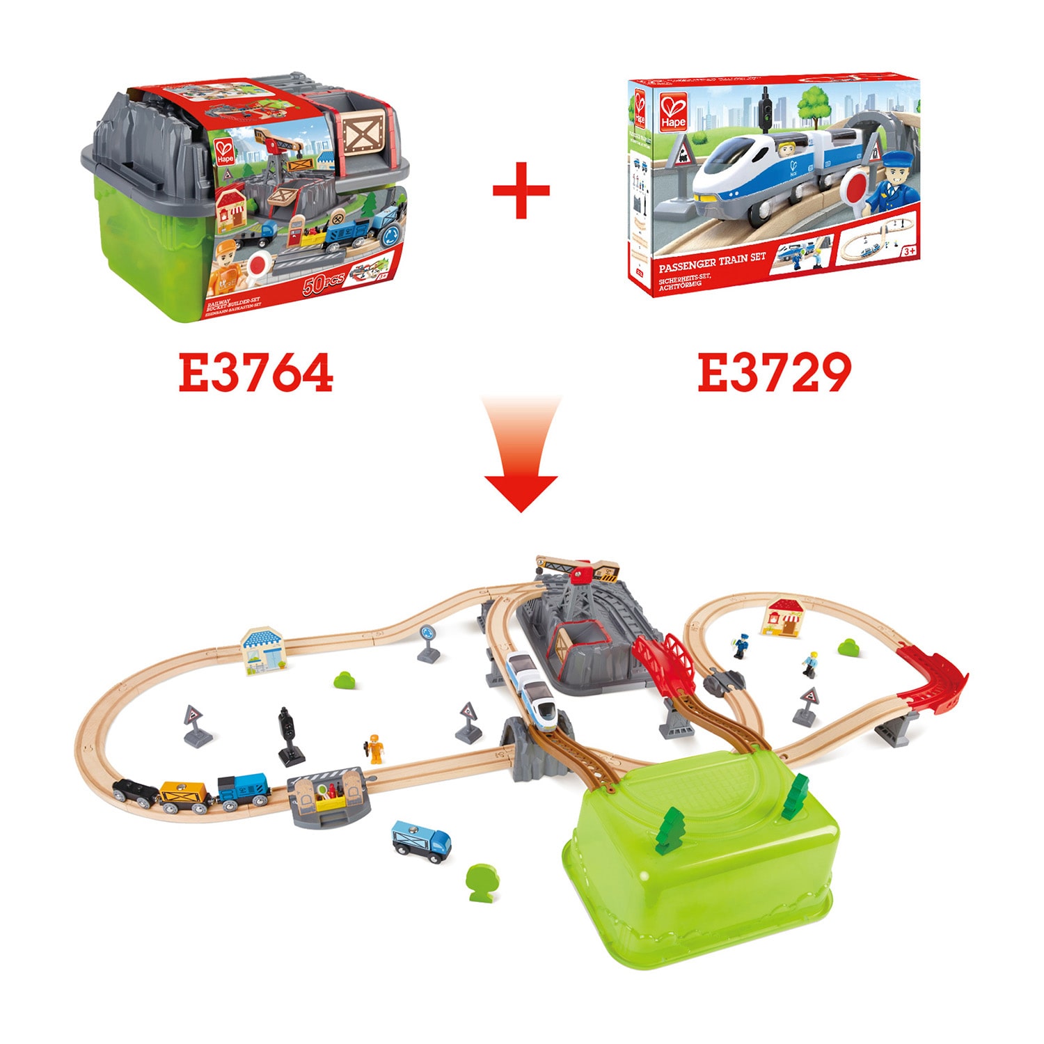 Hape Bucket Builder Set: Railway Building Set 50-pc.