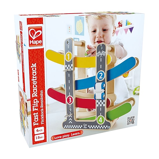Hape Fast Flip Kids Wooden Racetrack Discovery Toy