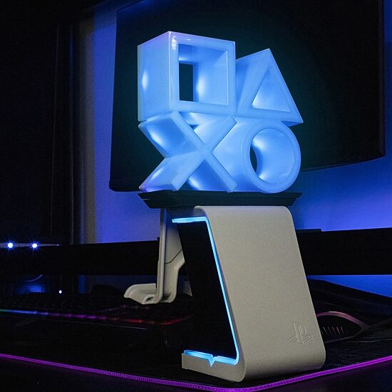 Exquisite Gaming Cable Guys Led Ikons Playstation Logo - Charging Phone & Controller Holder 2-pc. Gaming Accessory