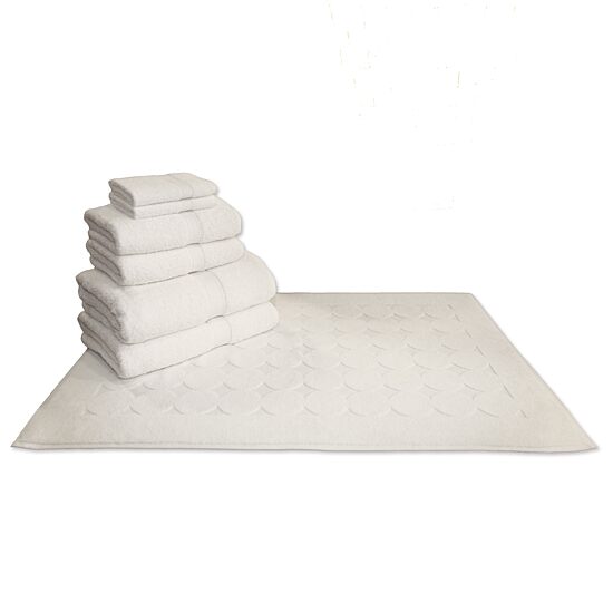 Linum Home Textiles Terry 7-pc Towel and Geometric Tubmat Set