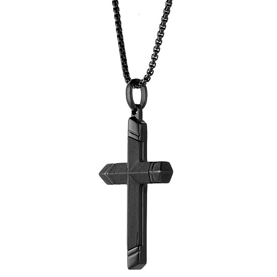 Mens Stainless Steel Cross 24 Inch Pendant Necklace