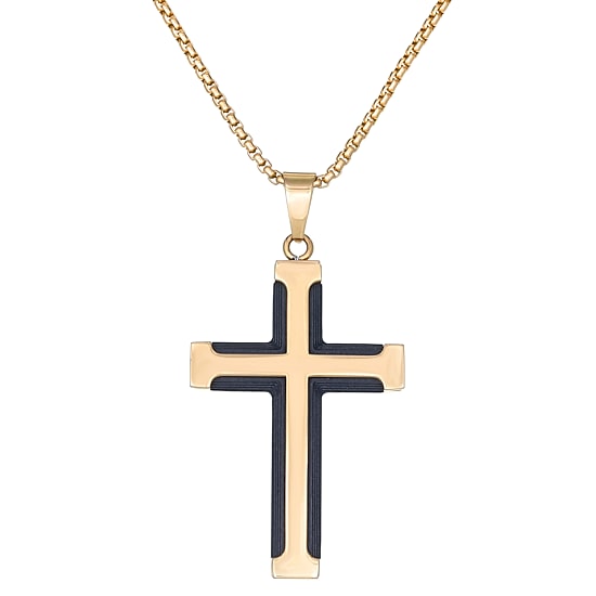Mens Stainless Steel Cross 24 Inch Pendant Necklace