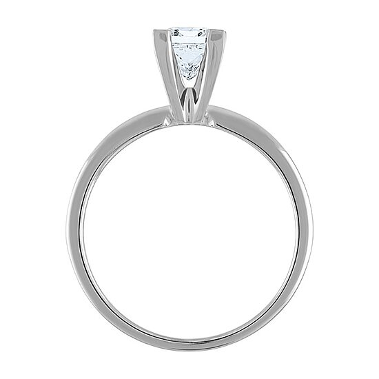Deluxe Collection (I / I2) Womens 1 CT. Genuine White Diamond 14K White Gold Solitaire Engagement Ring