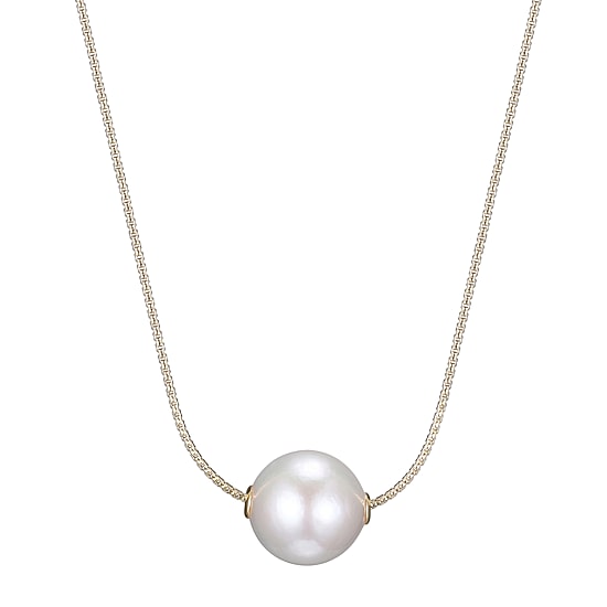 Womens White Cultured Freshwater Pearl 18K Gold Over Silver 18 Inch Pendant Necklace