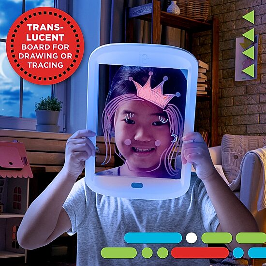 Discovery Kids Neon LED Glow Drawing Board With 4 Fluorescent Markers, 5-piece, Age 6+