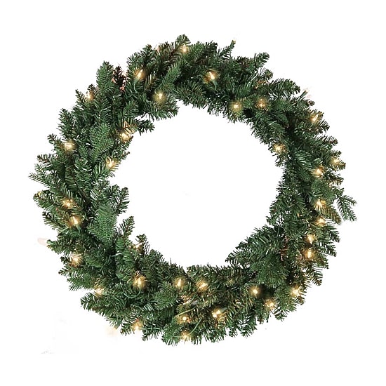 Kurt Adler 30-Inch Pre-Lit Clear Jackson Pine Wreath