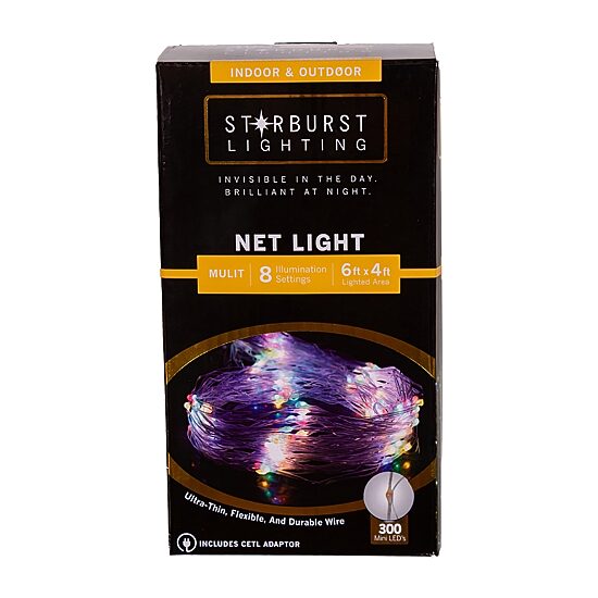 Kurt Adler 300-Light 6-Foot Starburst Multi LED Net Light