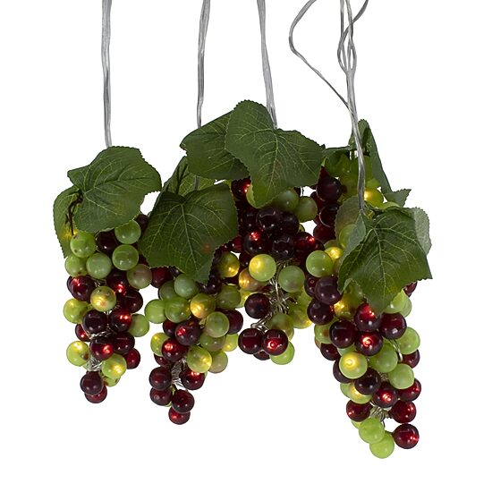Kurt Adler 100-Light Green and Burgundy LED Grape Light Set with 5 Grape Bunches