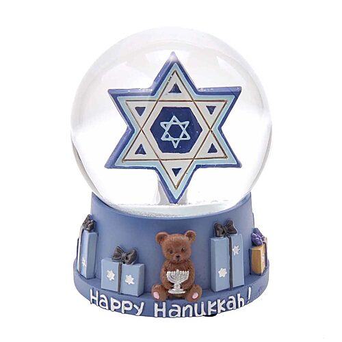 Kurt Adler 100mm Musical Hanukkah Star Of David Waterglobe In Blue