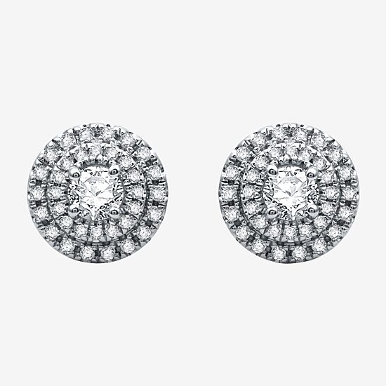3/4 CT. T.W. Natural White Diamond 10K White Gold 8.9mm Round Stud Earrings