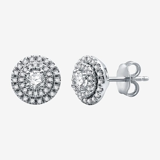 3/4 CT. T.W. Natural White Diamond 10K White Gold 8.9mm Round Stud Earrings