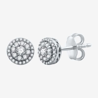 1 CT. T.W. Natural White Diamond 10K White Gold 9.9mm Round Stud Earrings