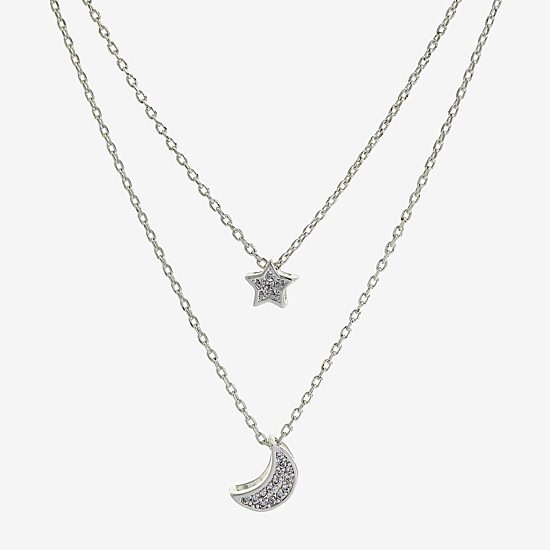 Sparkle Allure Womens Cubic Zirconia Pure Silver Over Brass Moon Star 2-pc. Necklace Set