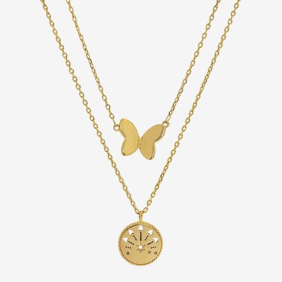 Sparkle Allure Womens 14K Gold Over Brass Butterfly 2-pc. Necklace Set