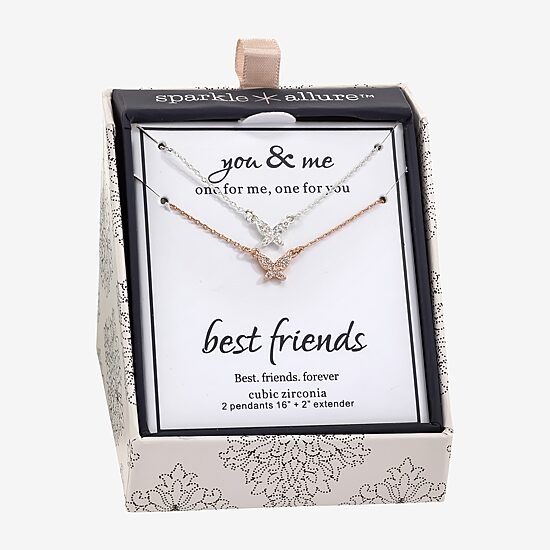 Sparkle Allure You & Me 2-pc. Cubic Zirconia 14K Gold Over Brass 16 Inch Link Butterfly Necklace Set