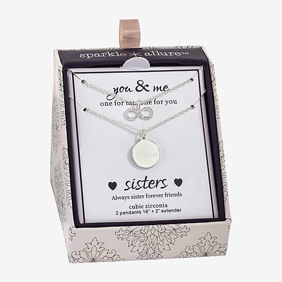 Sparkle Allure Womens Cubic Zirconia Pure Silver Over Brass Infinity 2-pc. Necklace Set