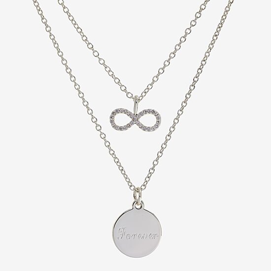 Sparkle Allure Womens Cubic Zirconia Pure Silver Over Brass Infinity 2-pc. Necklace Set