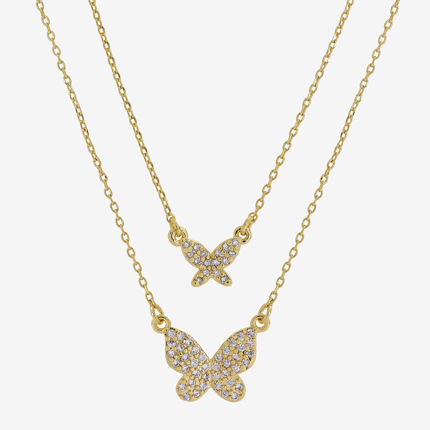 Sparkle Allure Womens Cubic Zirconia 14K Gold Over Brass Butterfly 2-pc. Necklace Set