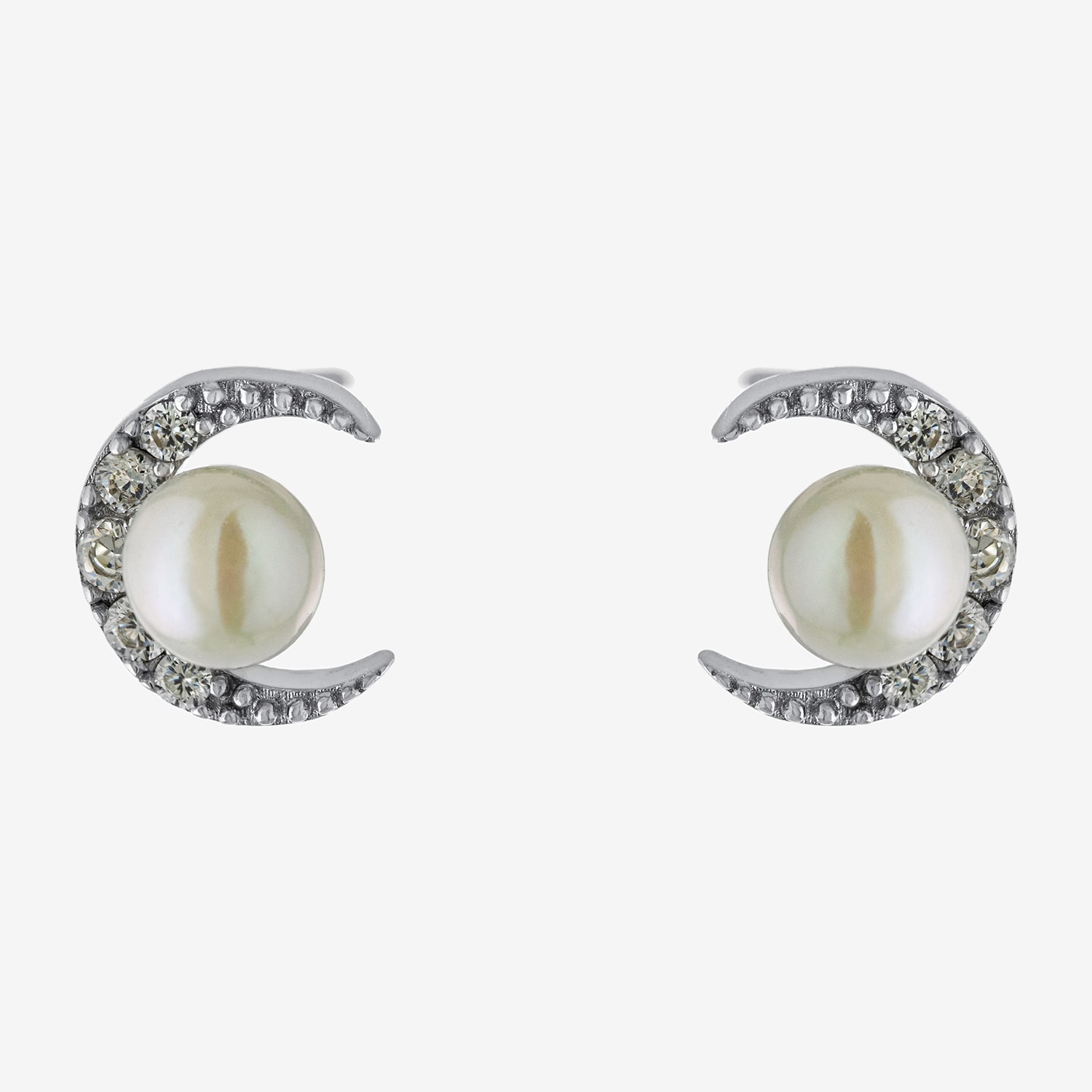 Silver Treasures White Simulated Pearl Sterling Silver 7.3mm Stud Earrings