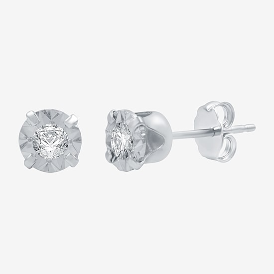 1/5 CT. T.W .Natural Diamond 10K White Gold Stud Earrings