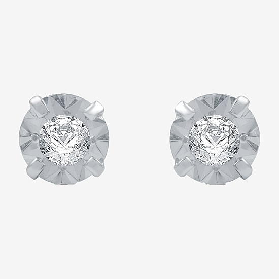 1/5 CT. T.W .Natural Diamond 10K White Gold Stud Earrings