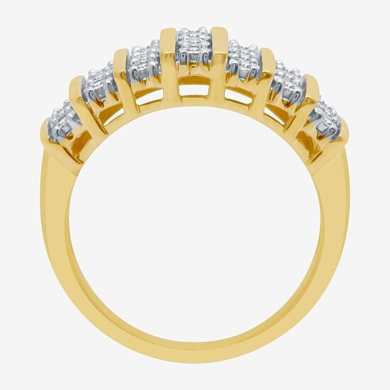 1/10 CT.T.W. Natural Diamond 7-Row 14K Gold Over SIlver Ring