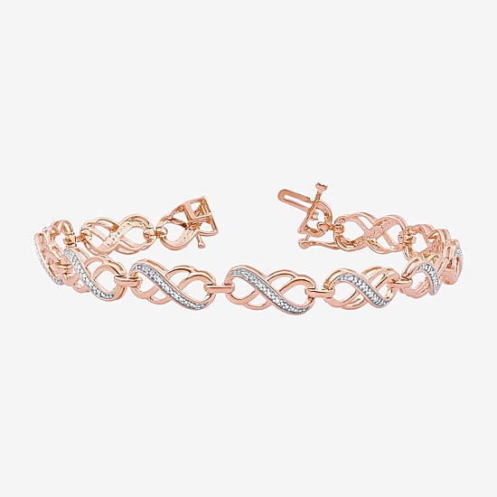 Womens 1/10 CT. T.W. Natural White Diamond 14K Rose Gold Over Silver Infinity 7.5 Inch Tennis Bracelet