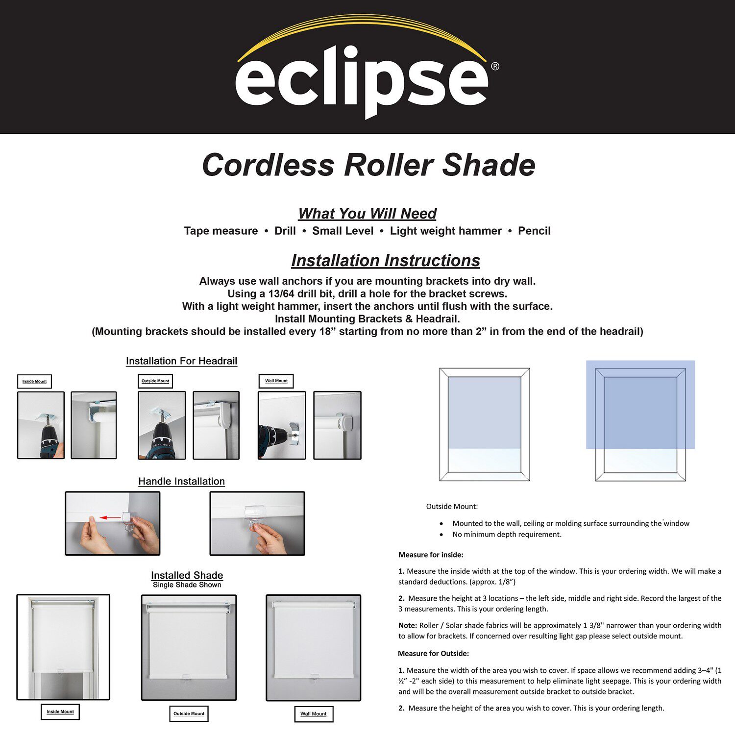 Eclipse Arbor Energy Saving Cordless Blackout Roller Shade