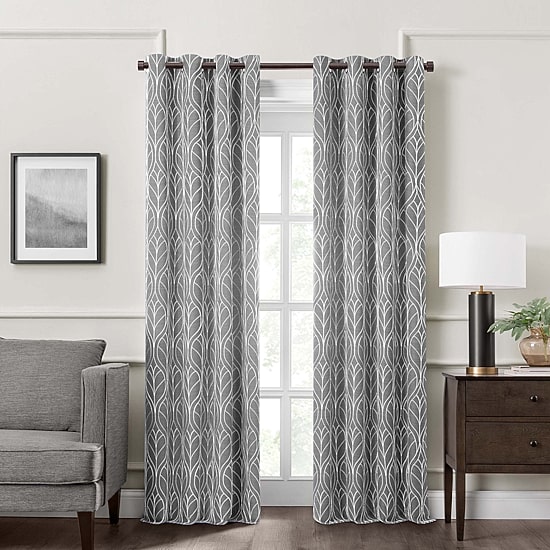 Fieldcrest Heritage Allegria Grommet Top Energy Saving Embroidered 100% Blackout Single Curtain Panel