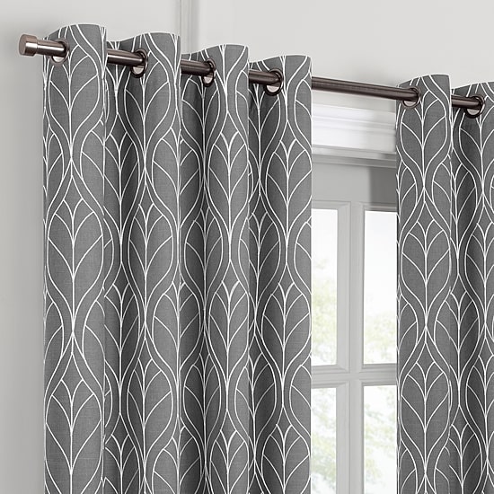 Fieldcrest Heritage Allegria Grommet Top Energy Saving Embroidered 100% Blackout Single Curtain Panel